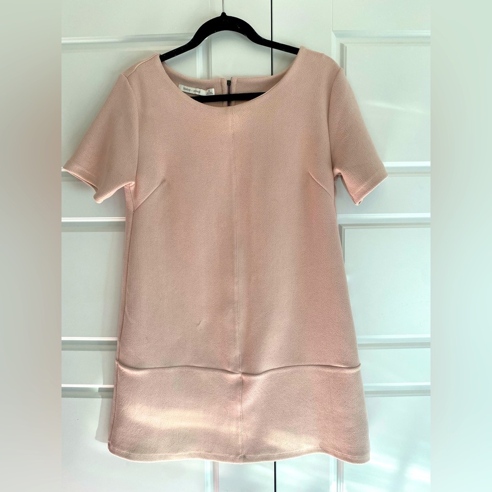 Faux leather Bishop + Young boutique dress. Blush color in Size M